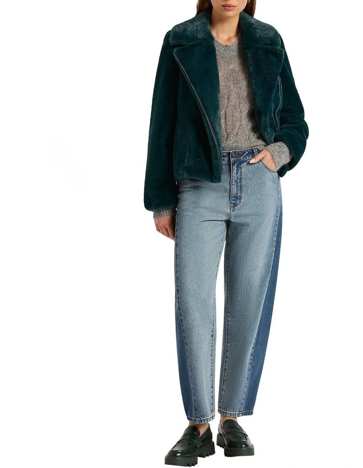 Naomie Faux Fur Jacket in Rainforest image 2
