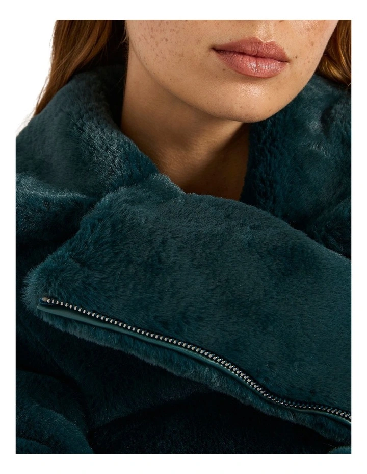 Naomie Faux Fur Jacket in Rainforest image 3