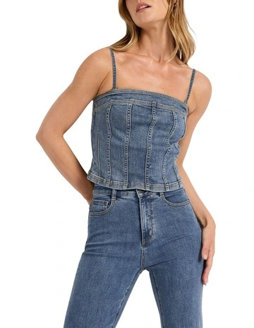 Tess Denim Bustier in Californian Blue