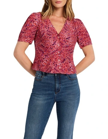 Ziggy With It Top in Pink Multi