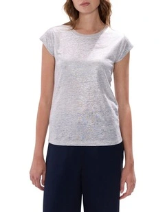 As Love Glows Foil Linen Tee in Silver