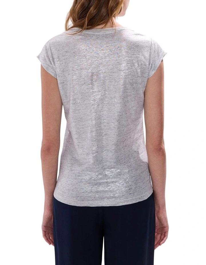 As Love Glows Foil Linen Tee in Silver image 4