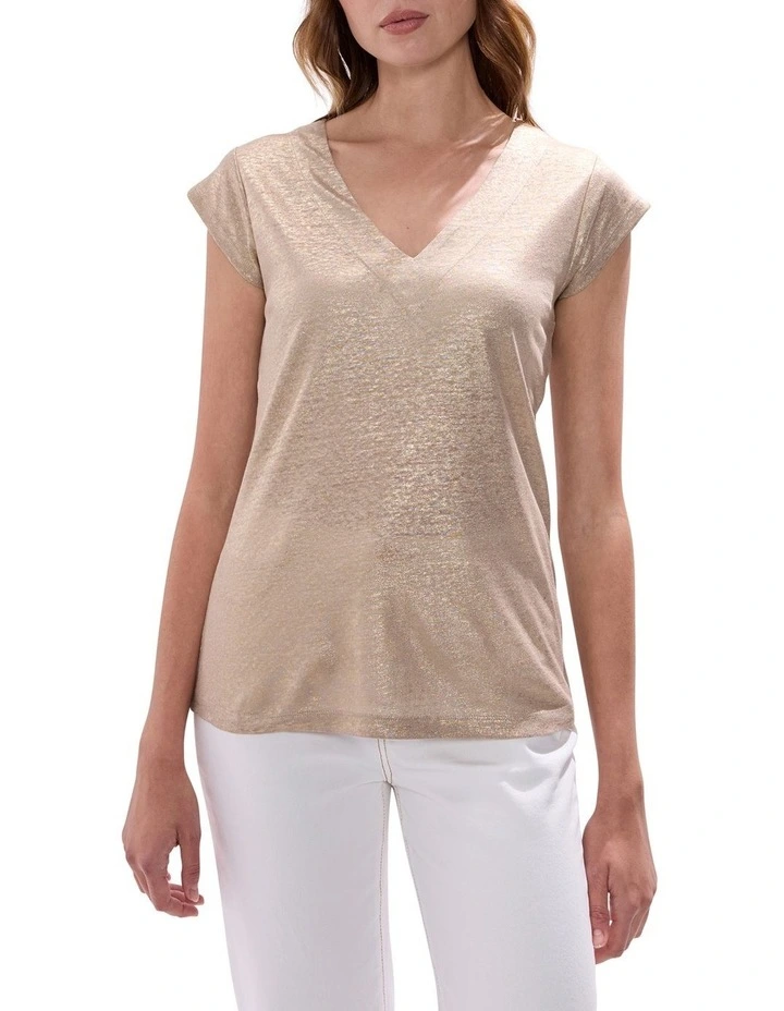 Afterglow Foil Linen Tee in Gold image 1