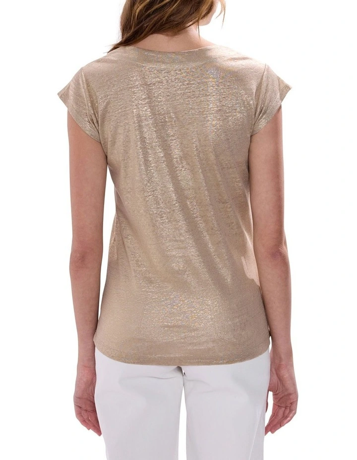 Afterglow Foil Linen Tee in Gold image 4