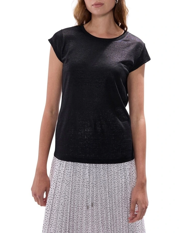 As Love Glows Foil Linen Tee in Black image 1