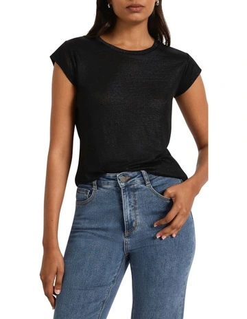 As Love Glows Foil Linen Tee in Black