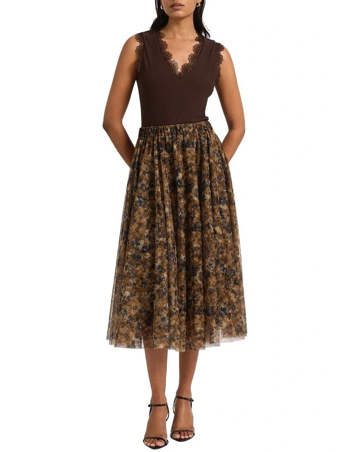 Born To Be Wild Tulle Skirt in Brown Multi image 1