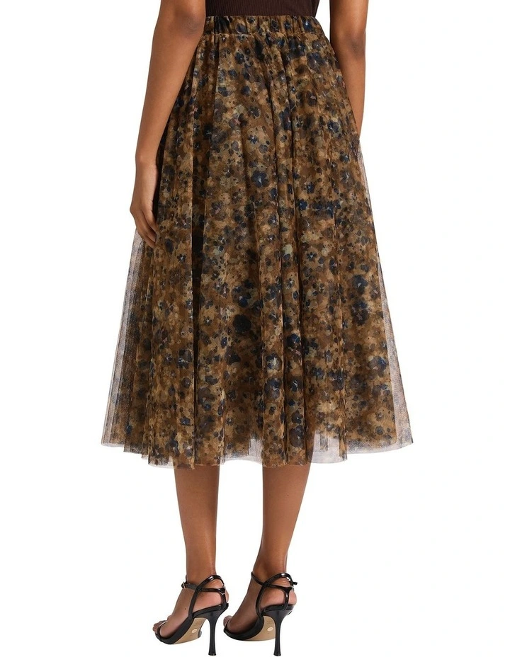 Born To Be Wild Tulle Skirt in Brown Multi image 2