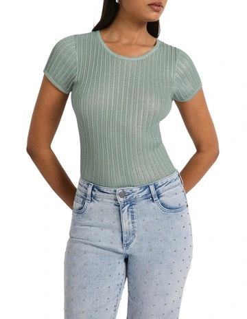 Perez Metallic Rib Tee in Paradise