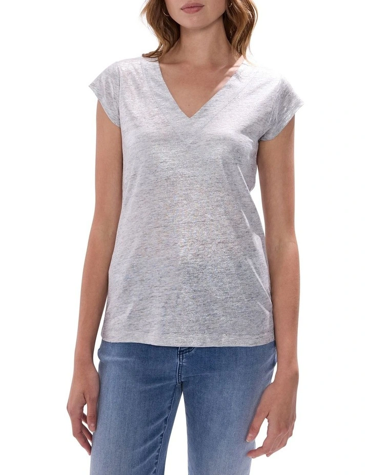Afterglow Foil Linen Tee in Silver image 1