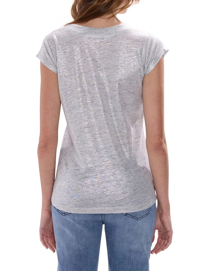 Afterglow Foil Linen Tee in Silver image 4