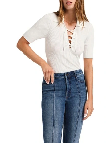 Eve Knit Polo in Ivory