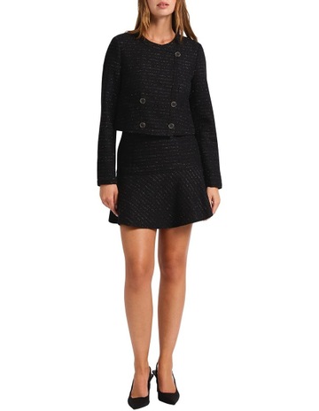 Dance Tonight Tweed Mini Skirt in Black