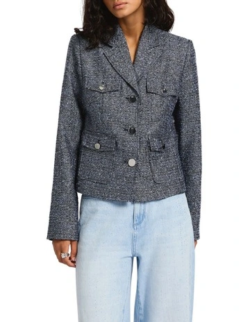 Hans Metallic Tweed Jacket in Blue Multi