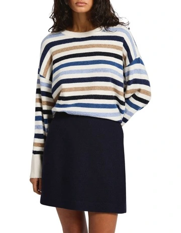 Snowfall Stripe Knit Jumper in Blue Stripe