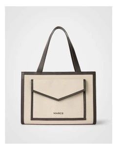 Roxette Leather Trim Tote Bag in Natural Multi