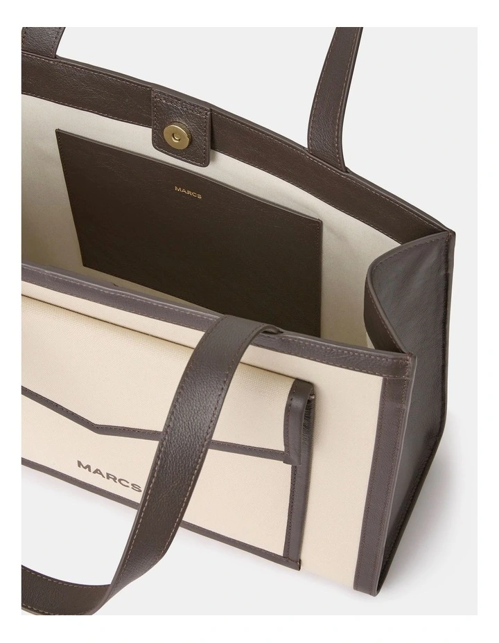 Roxette Leather Trim Tote Bag in Natural Multi image 4