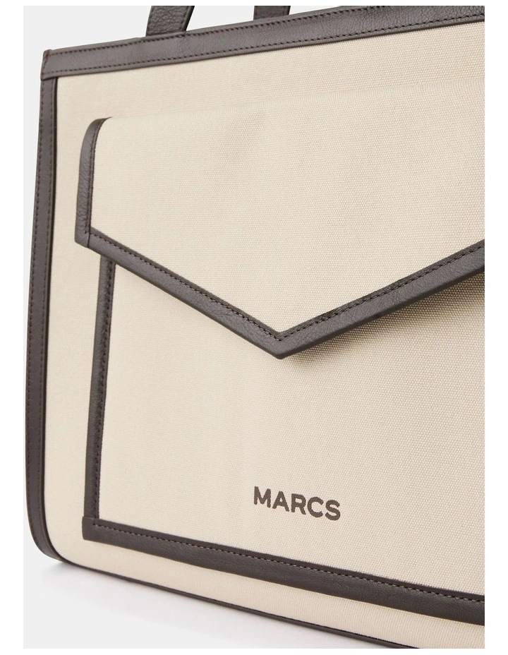 Roxette Leather Trim Tote Bag in Natural Multi image 5