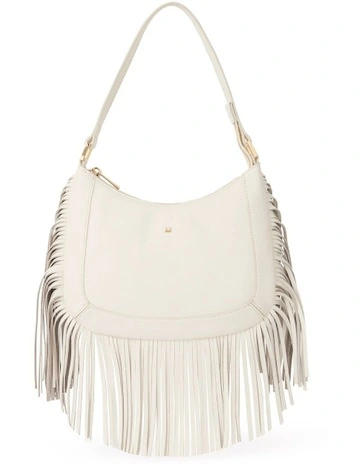 Fran Fringe Leather Bag in Ivory