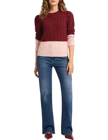 Maxine Merino Cable Knit in Pink Multi