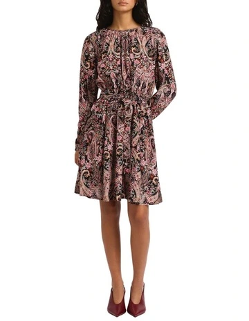 Paisley Town Mini Dress in Wine