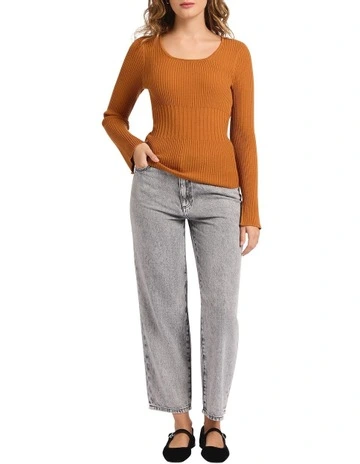 Ella Merino Rib Knit in Rust