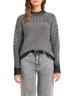 Tracy Two Tone Knit Jumper in Black