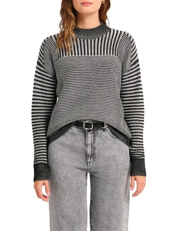 Tracy Two Tone Knit Jumper in Black