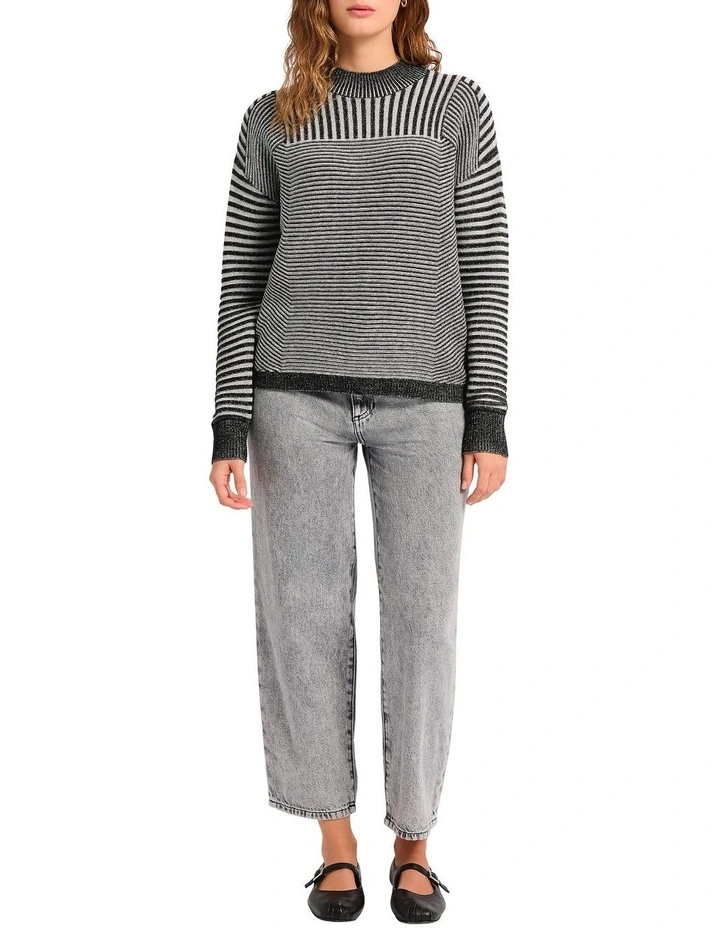 Tracy Two Tone Knit Jumper in Black image 3