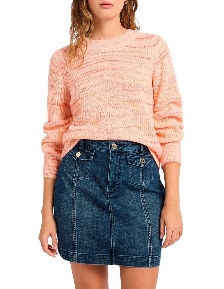 Caspar Speckle Knit Jumper in Pink image 3