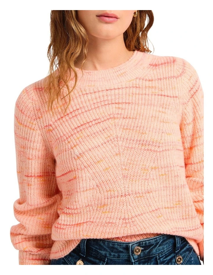 Caspar Speckle Knit Jumper in Pink image 4