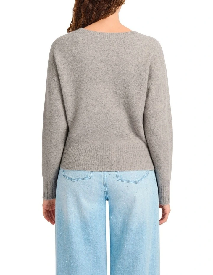 Claude V Neck Knit in Grey Melange image 2