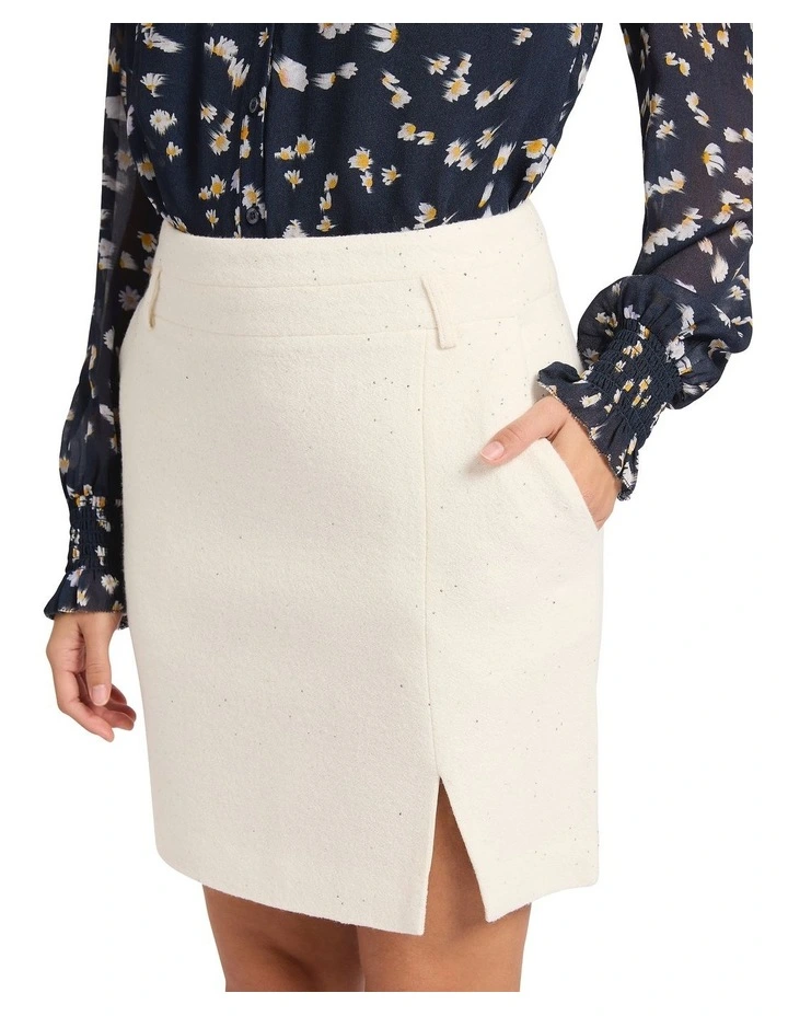 Shani Felted Wool Skirt in Ivory image 3