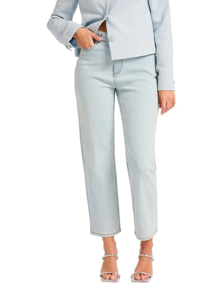 Girlfriend Straight Leg Jean in Blue image 2
