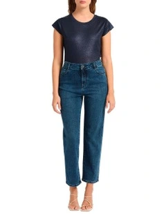 Girlfriend Straight Leg Jean in Blue