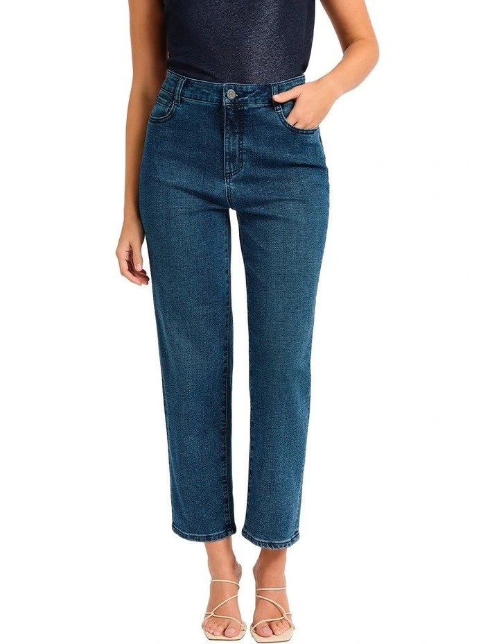 Girlfriend Straight Leg Jean in Blue image 2