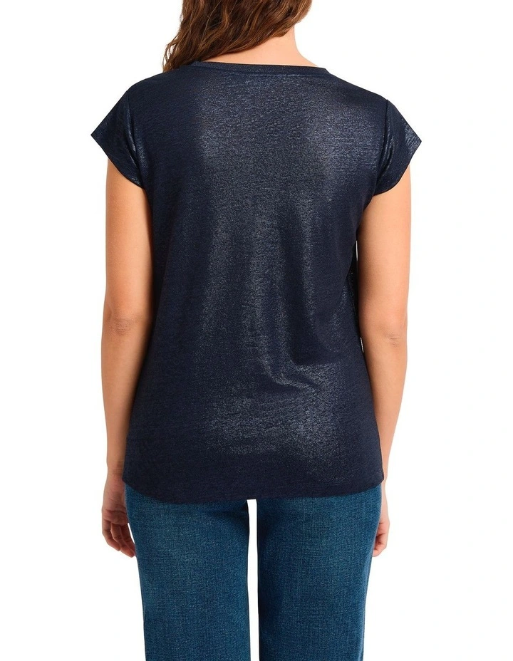 As Love Glows Foil Linen Tee in Navy image 4
