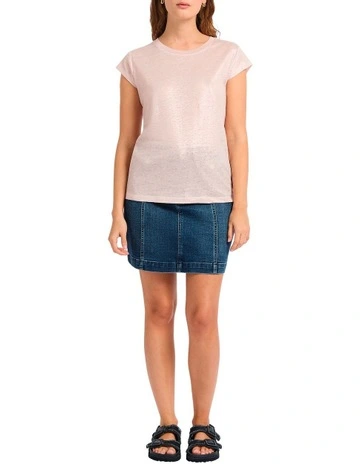 As Love Glows Foil Linen Tee in Petal Pink