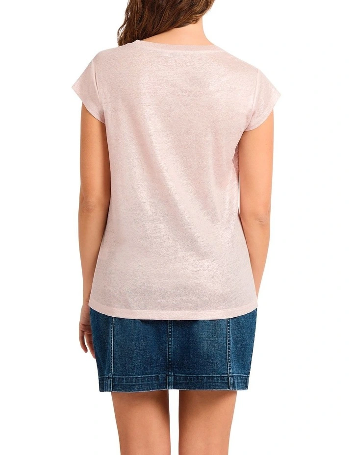 As Love Glows Foil Linen Tee in Petal Pink image 4