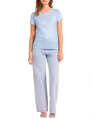 Cassandra Rib Foil Tee in Blue