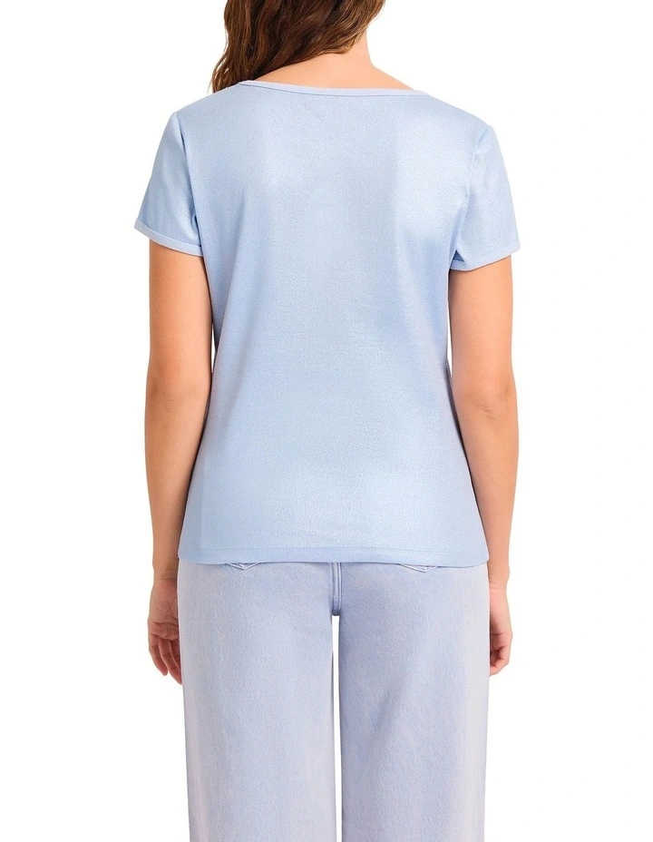 Cassandra Rib Foil Tee in Blue image 4
