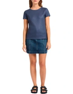 Cassandra Rib Foil Tee in Blue