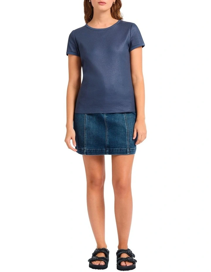 Cassandra Rib Foil Tee in Blue image 1