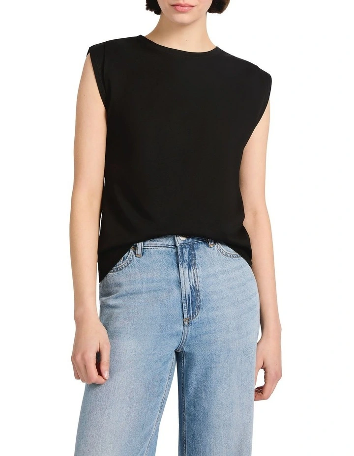 Darcy Mercerised Cotton Tee in Black image 2