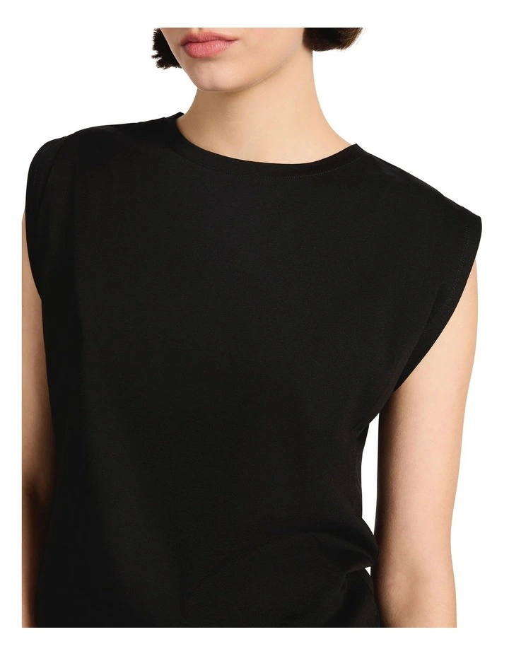 Darcy Mercerised Cotton Tee in Black image 3