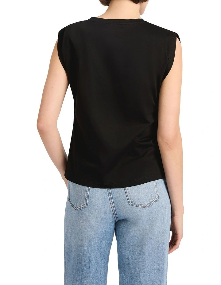 Darcy Mercerised Cotton Tee in Black image 4