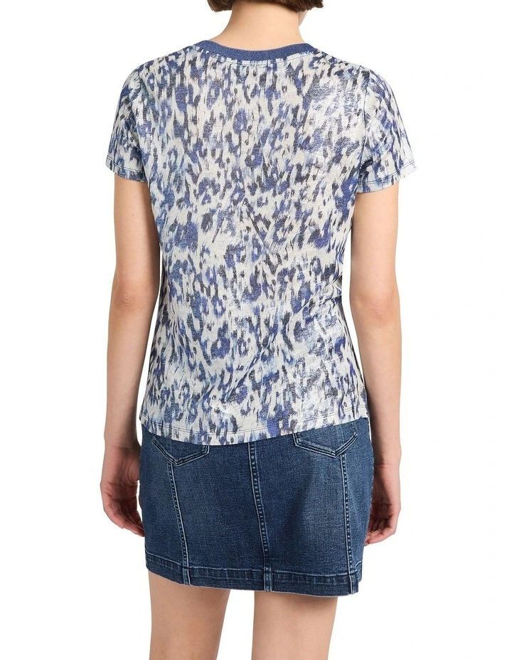 Safari Foil Linen Tee in Blue image 4