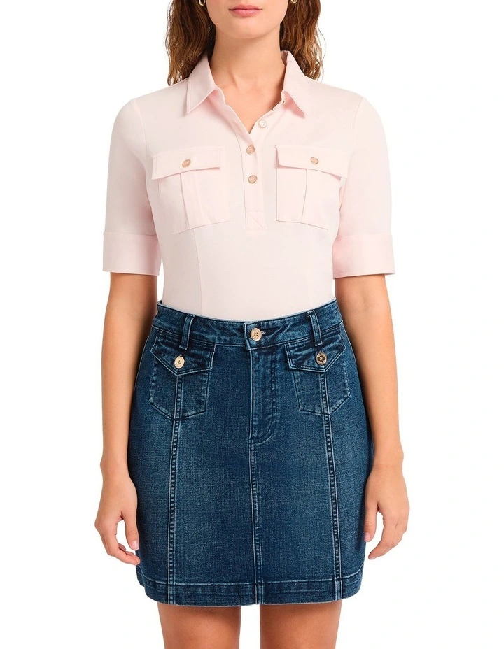 Harriet Mercerised Cotton Polo in Pink image 2