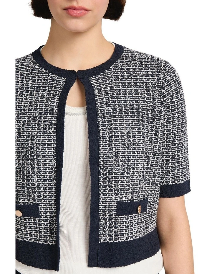 Netherfield Crop Cardigan in Navy Multi image 3