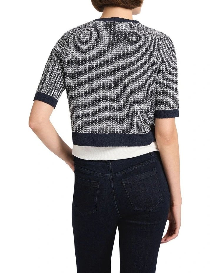 Netherfield Crop Cardigan in Navy Multi image 4